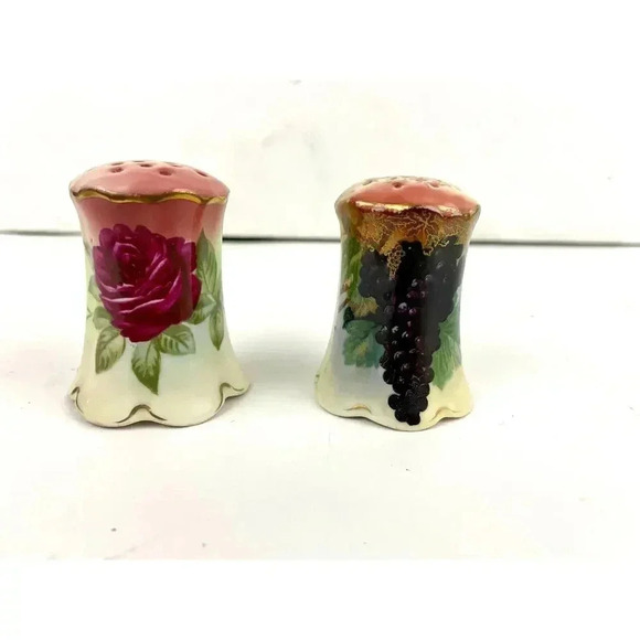 VTG Rosenthal Madeleine Bavarian Porcelain Salt and Pepper Shakers Roses Grapes - Picture 8 of 11